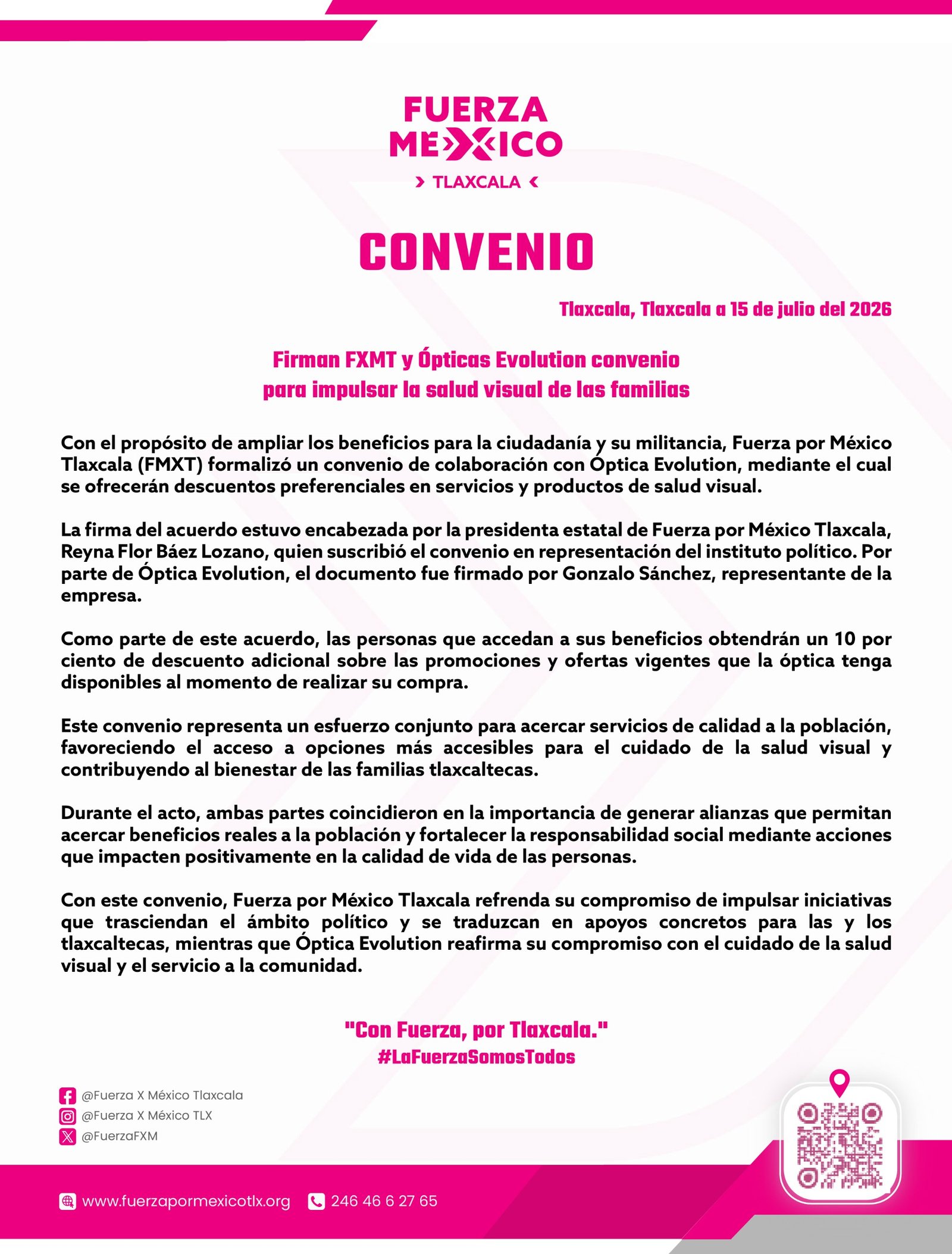 FXMT y Óptica Evolution firman convenio para impulsar la salud visual
